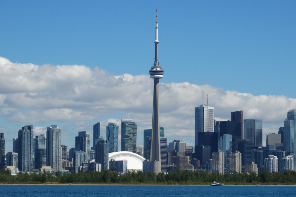 Famous landmarks in Canada. Image of Toronto skyline with CN Tower